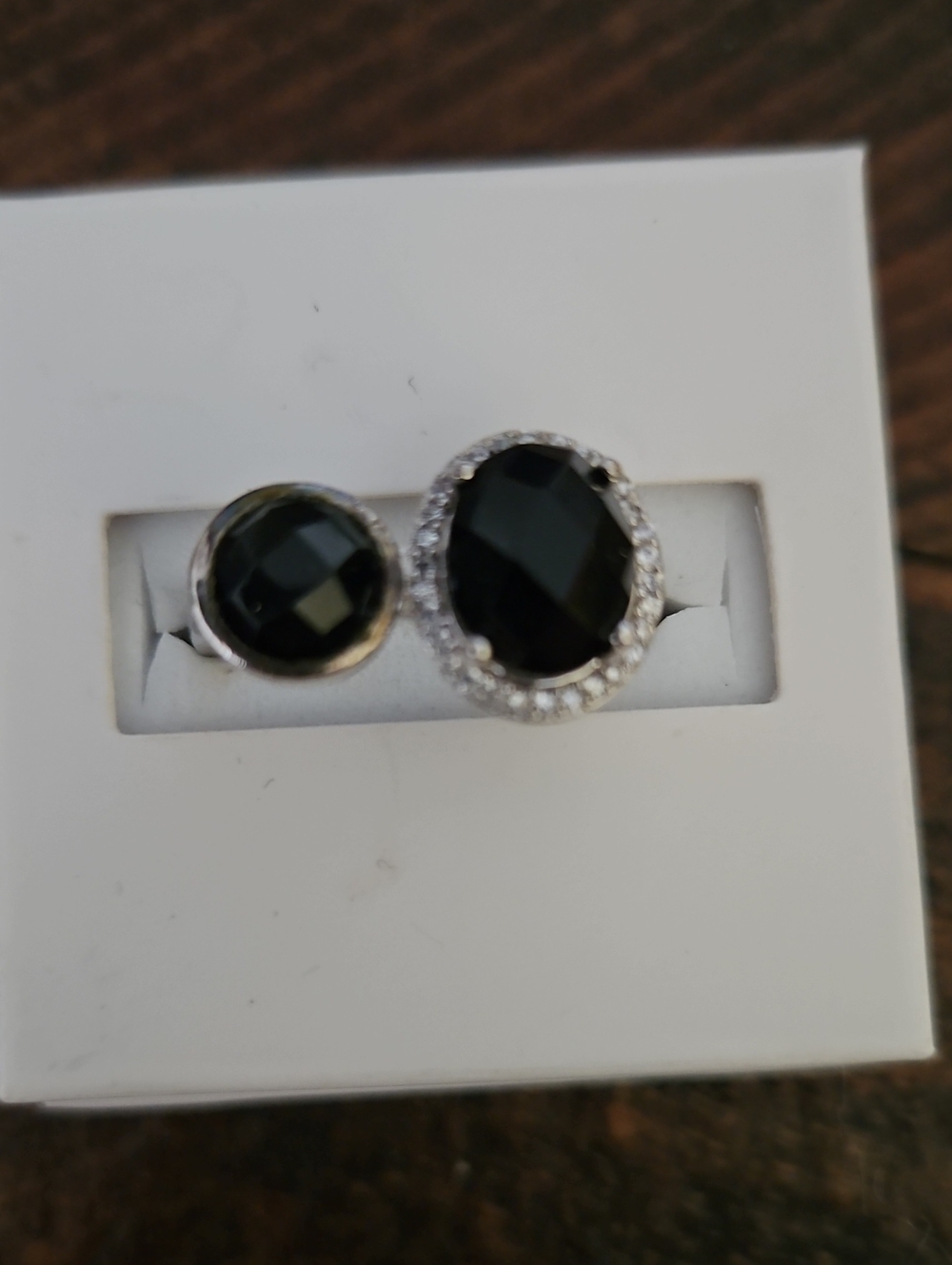 Black Stone Double Oval Ring - Women's Fashion Jewelry